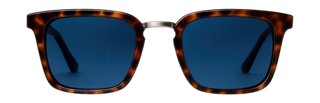 Rectangular blue light filtering glasses with a tortoiseshell design and metal bridge.