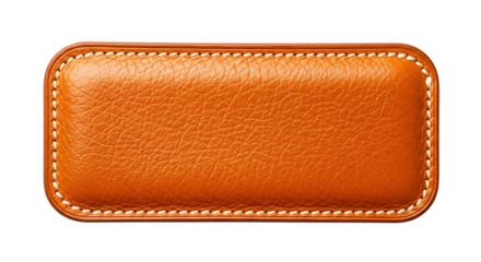 Orange leather case for glasses isolated on transparent background