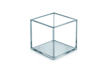 Transparent glass cube frame on transparent background