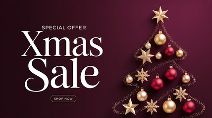 Festive Xmas Sale Announcement with Decorated Christmas Tree