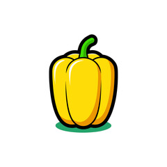 Illustration of a yellow bell pepper icon on transparent background