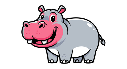 Obraz premium Playful cartoon hippo with a friendly smile, perfect for childrens illustrations and designs