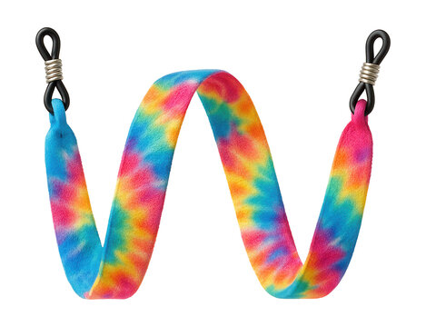 Colorful tie-dye eyewear strap for a lively festival vibe.