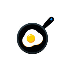 Fried egg in a pan simple clip art view