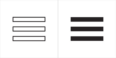 Outline and filled icon of three horizontal lines