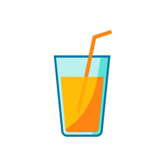 Glass of orange juice with straw inside it