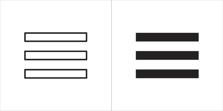 Outline and filled icon of three horizontal lines