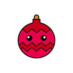 Cartoon christmas ornament with zigzags on transparent background
