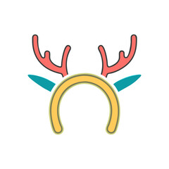 Cartoon reindeer antlers headband illustration on transparent background