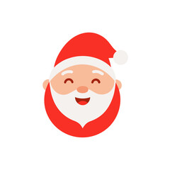 Cartoon santa claus head with happy face on transparent background