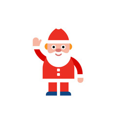 Cartoon santa claus waving his hand here on transparent background