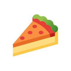 Slice of pizza with toppings is displayed on transparent background