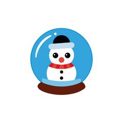 Snowman inside a snow globe illustration on transparent background