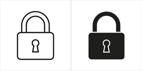 Two padlock icons, one outline and one solid black