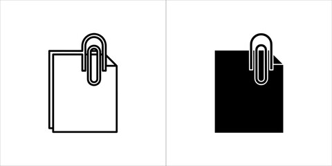 Outline and filled icons of a paperclip holding a document