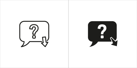 Question mark in speech bubble icon, one filled and one outlined