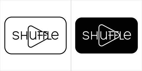 Two shuffle icons with play button, one outlined and one solid black