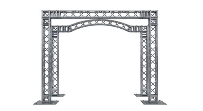 Industrial metal truss structure for events and construction isolated on transparent background