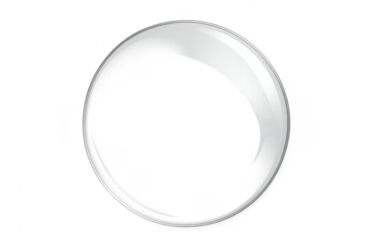 Transparent glass sphere reflecting light on background