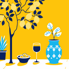 vector illustration of a tree with flowers