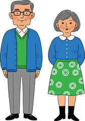 Naklejka premium Illustration of an elderly couple standing side by side