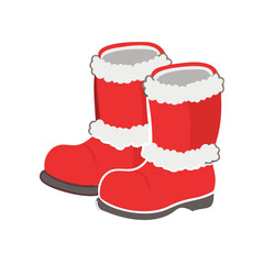 Illustration of two santa claus boots on transparent background