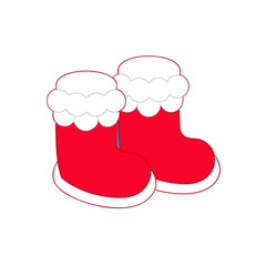 Illustration of two christmas santa boots on transparent background