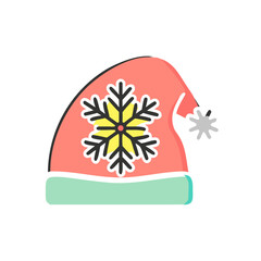 Santa hat with snowflake christmas theme on transparent background