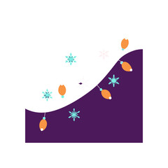 Christmas lights and snowflake decoration on transparent background