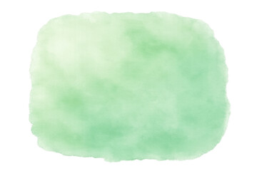 Obraz premium Green watercolor blob, soft texture splash, pastel paint stain creating an abstract art background with transparent edges