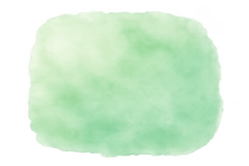 Green watercolor blob, soft texture splash, pastel paint stain creating an abstract art background with transparent edges