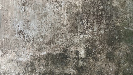 Extreme close-up of a heavily weathered, dirty, and grungy concrete wall surface with dark mold.