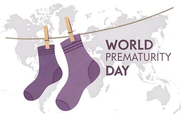 World Prematurity Day Illustration &ndash; Purple Baby Socks Awareness Design&rdquo;