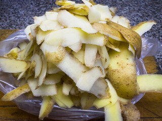 potato peels, peelings, food scraps, fried potatoes, garbage, vegetarianism. High quality