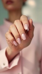Colorful gradient nails showcase sparkling design at a beauty studio during a manicure session
