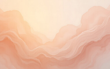 Ethereal abstract background featuring soft flowing waves in gentle pastel peach and pink hues, a dreamy conceptual art backdrop