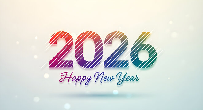 Celebrate the arrival of 2026 with a vibrant and colorful design, isolated on white background
