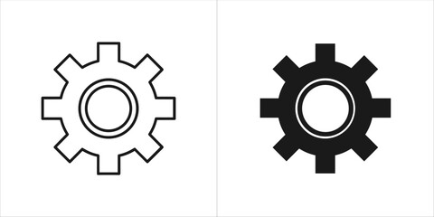 Two gears, one outlined and one solid black