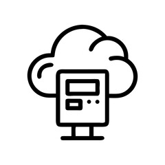 Obraz premium Cloud computing with network on monitor icon on transparent background silhouette