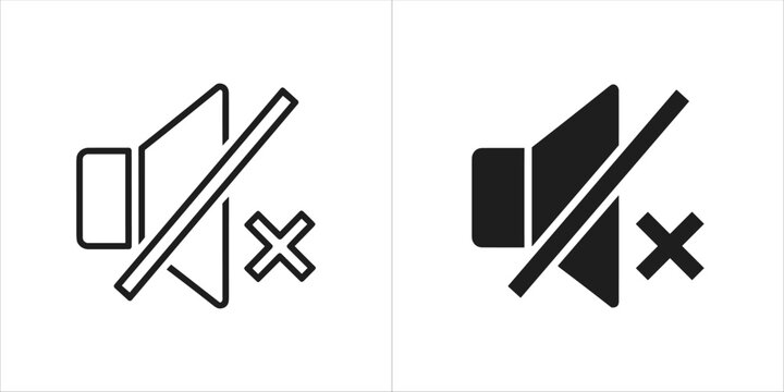 Mute speaker icon in outline and solid black