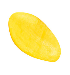 Top view of ripe yellow mango fruit in half isolated on white background with clipping path