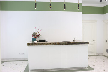 Reception desk in a modern medical clinic. Medicine and healthcare.