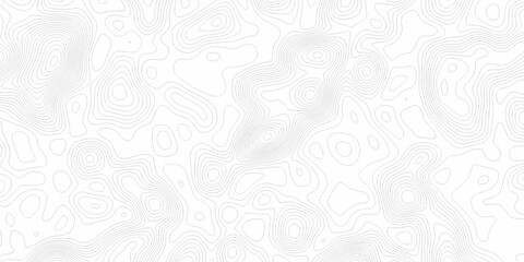 Minimal white line geometric grid outline curve counter map and wavy topography relief discovery area white, black line texture background.	
