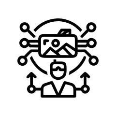 Obraz premium Person using virtual reality technology set on transparent background silhouette