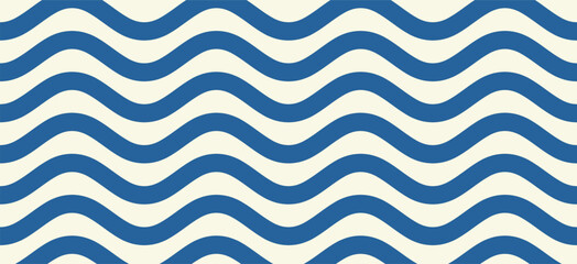 Seamless wave striped lines pattern on white background. 