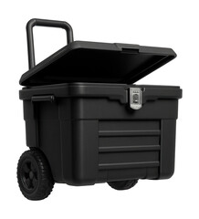Durable wheeled tool chest with lockable lid for secure storage and transport of power