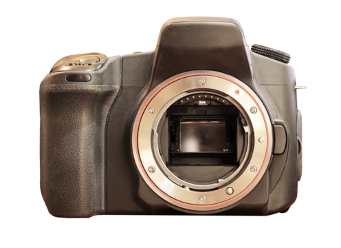 old photo camera body isolated on transparent background