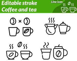 Coffee and tea set line  icon. ideal for cafés beverage brandsmorning routines hospitality,or lifestyle designs. capturing comfort and aroma in one elegant symbol.