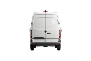 Rear view of a white cargo van isolated on transparent background