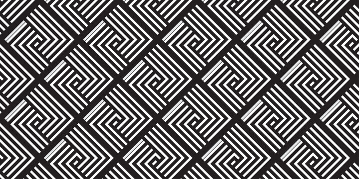 black and white fabric chevron metallic line geometric pattern square texture textile overlap design.	